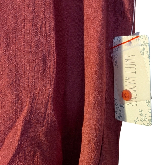 Sweet Wanderer Rust Lace Trim Top XL Cottagecore Short Sleeve NWT - Picture 2 of 6